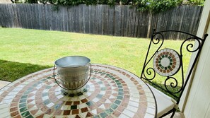 Take your coffee or tea out on the back porch while the kids and the dog play