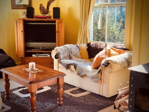 Lounge. Tv with smart box and record player with records also it has bluetooth