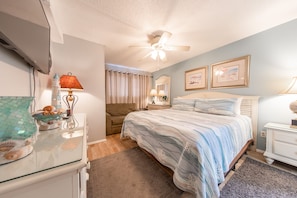 King size bed in the bedroom.