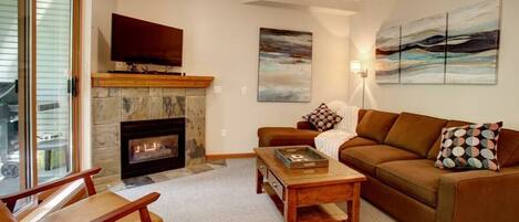 Want to relax, read a book or just simply chat with your friends or family? Why not do it by this fireplace.