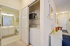 Pack light with a washer and dryer in the unit.