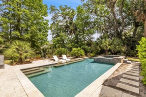 Private Pool and Spa with Waterfront Views of Palmetto Dunes Lagoon