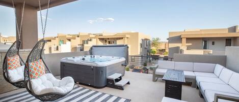 Private hot tub and balcony