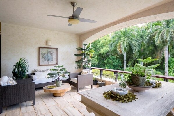 Beautiful terrace in green oasis