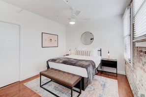 This cozy bedroom has plenty of natural lights and an extremely comfy queen-sized memory foam bed with fresh linens, perfect for snuggling and sleeping like a baby.