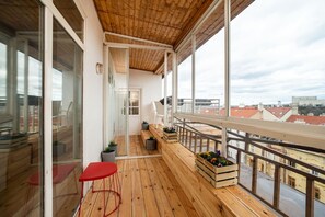 Decked terrace with flowers