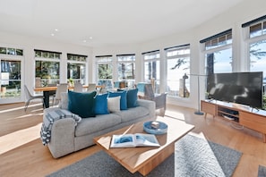 Cozy living room with a fireplace