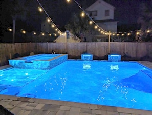 Enjoy the LED while you enjoy the pool and spa at night.