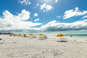 Private beach on Siesta Key is ready for you to enjoy!  The sunsets are SPECTACULAR!