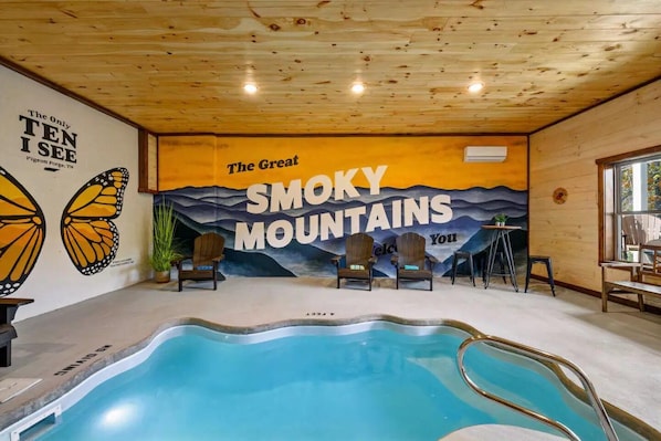 Relax in the private Indoor heated saltwater pool.