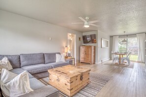 Spacious Living Room with television