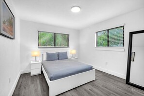 Each bedroom is furnished with cozy beds and freshly laundered sheets.