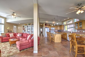 Large living room and kitchen