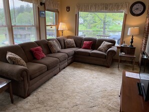 Family room overlooking the water