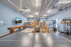 Foosball, Ping Pong, Air Hockey, Skeeball, Shuffleboard, Pop-a-Shot Bball