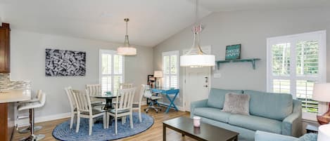 Open concept living and dining area