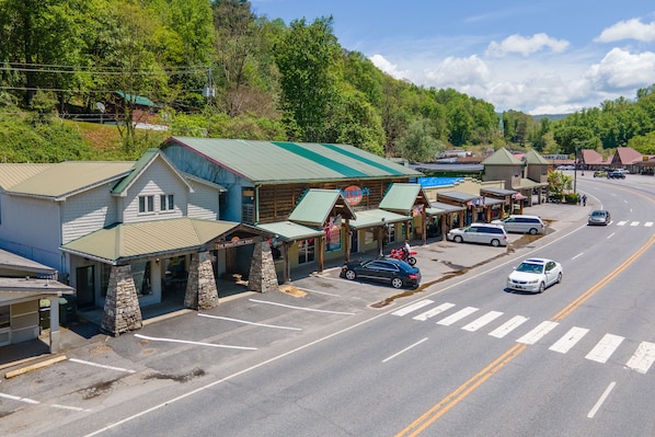 Aerial view of Downtown Cherokee - Aerial view of Downtown Cherokee and storefronts