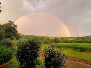 from the yard at the cabin. common to see rainbows during summer time. 
