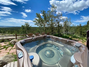 The hot tub is just steps from the door and waiting for you to enjoy.