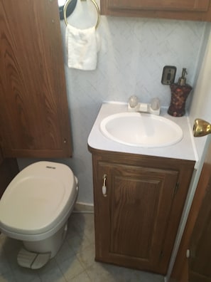 Full functioning bathroom with tub and shower