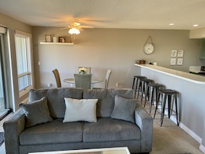 Comfortable living room with a sleeper sofa