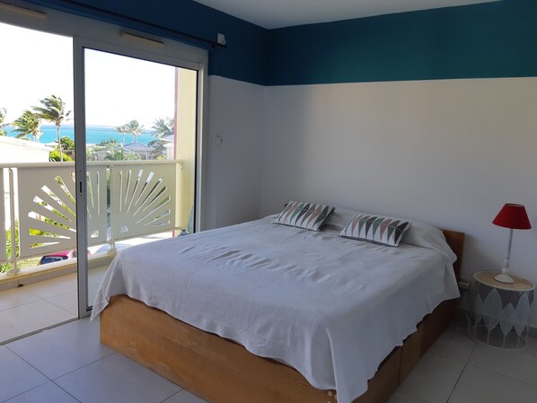 Master bedroom on second floor with sea view