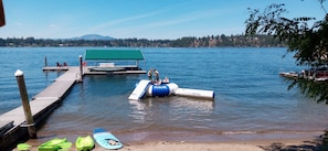 Lake fun with water trampoline and water toys included