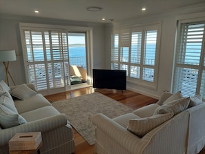 Upstairs living area with a view