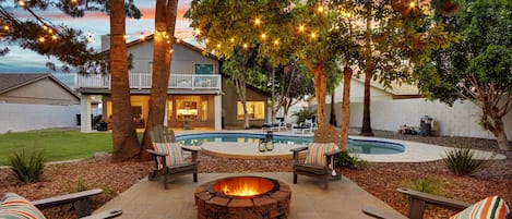 Backyard firepit area