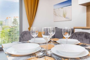 Dining table in the living room. 