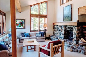 Inviting Wood-burning Fireplace