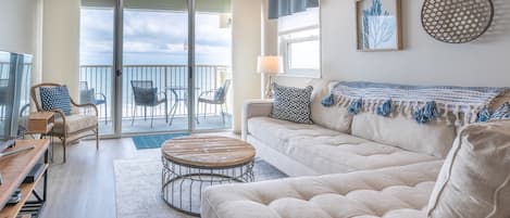 Living Room with Oceanfront Deck Access