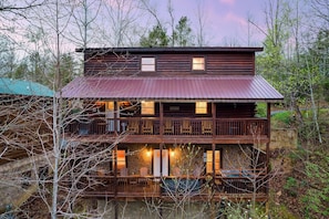 View of the cabin from the back.