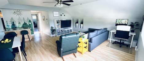 Living room and desk area