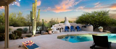 Poolside Cornhole & Seating