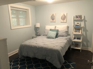 Queen first floor bedroom next to kids room. 
