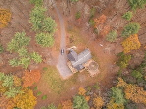 Aerial view of the secluded property. 