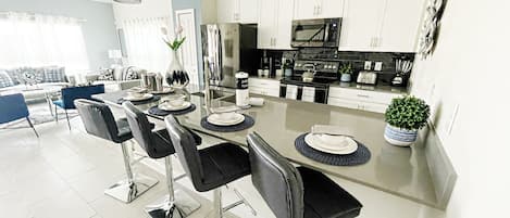 Barstools + Kitchen Area