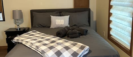 Comfy Bed -4 pillows+ Decorative "RELAX"  Pillow... A/C+ Remote control