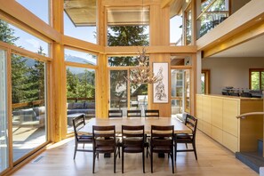 Dining area seats eight comfortably