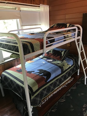 Bedroom 3: Twin Bunk Beds with privacy curtain.