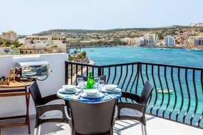 Sunny terrace with stunning panoramic sea views