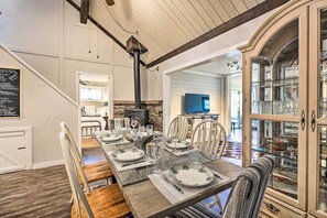 Cabin Interior | Dining Area | Wood-Burning Stove