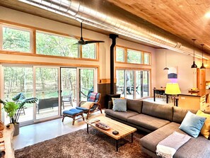 Floor to ceiling windows flood the house with natural light.