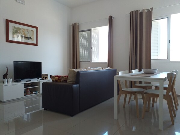 Living room and dining corner