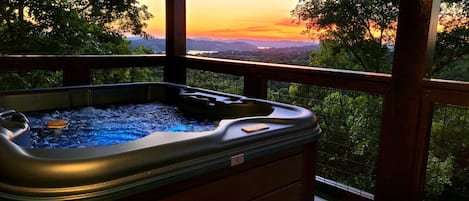 Watching the sunset while in the hot tub is something you will never forget.