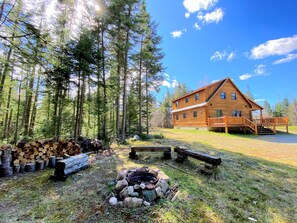 Enjoy the large lawn or gather around the stone fire pit for s'mores under the stars.