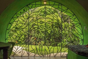 the entrance door... beautifully welded by a friend of mine