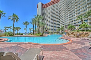 Plenty of chairs to enjoy the pool