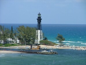 Lighthouse Point inlet, special for surfers and sunsets.